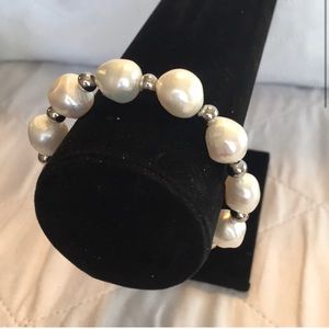 ELYA Freshwater Pearl High Polished Stainless Steel Bracelet NWOT